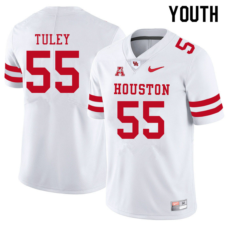 Youth #55 Cavan Tuley Houston Cougars College Football Jerseys Sale-White